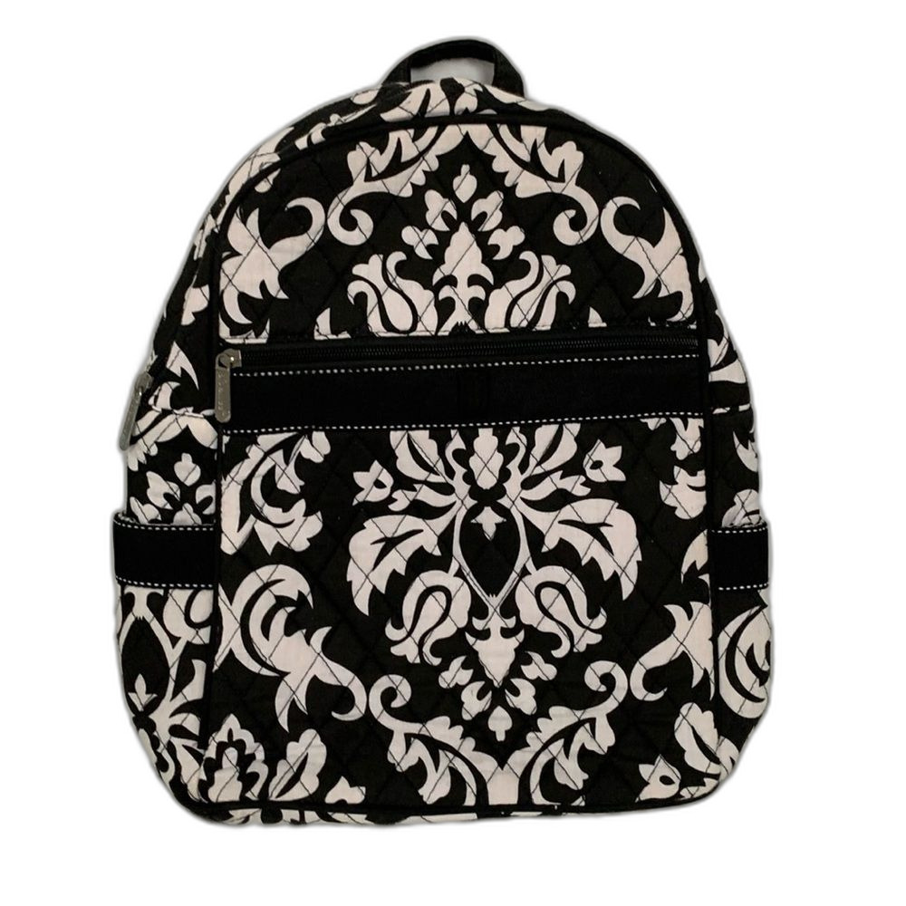 Bliss Women's Black White Floral Print Cotton Quilted Backpack Sling Bag